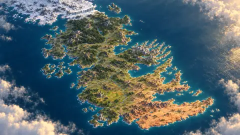 A sweeping map of Westeros, from the icy north to its southern deserts.